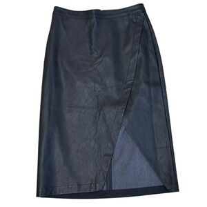 ABERCROMBIE & FITCH Faux Leather Black Midi Skirt Slit Sexy Date Night‎ Size S